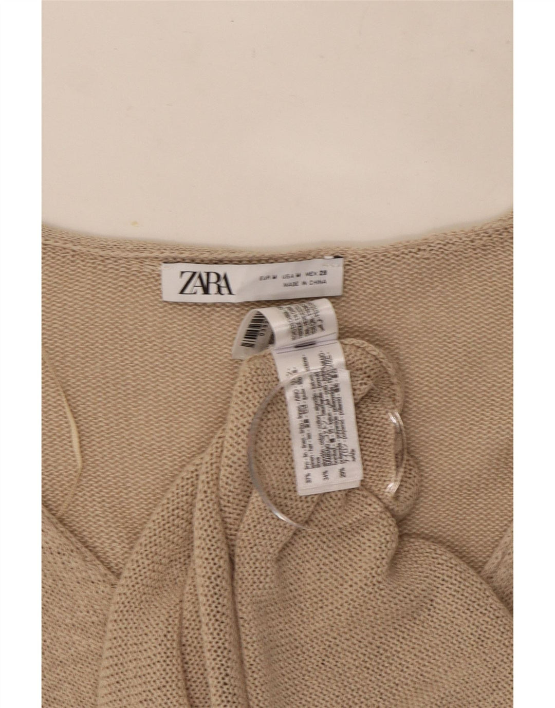 Pulover cardigan pentru femei Zara UK 14 Medium Bej In