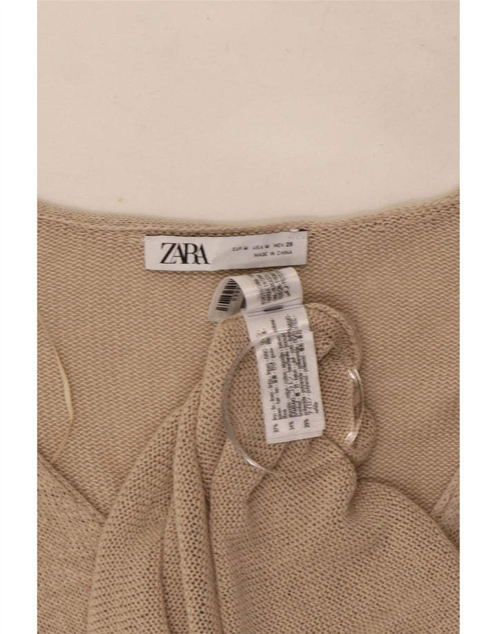 Pulover cardigan pentru femei Zara UK 14 Medium Bej In
