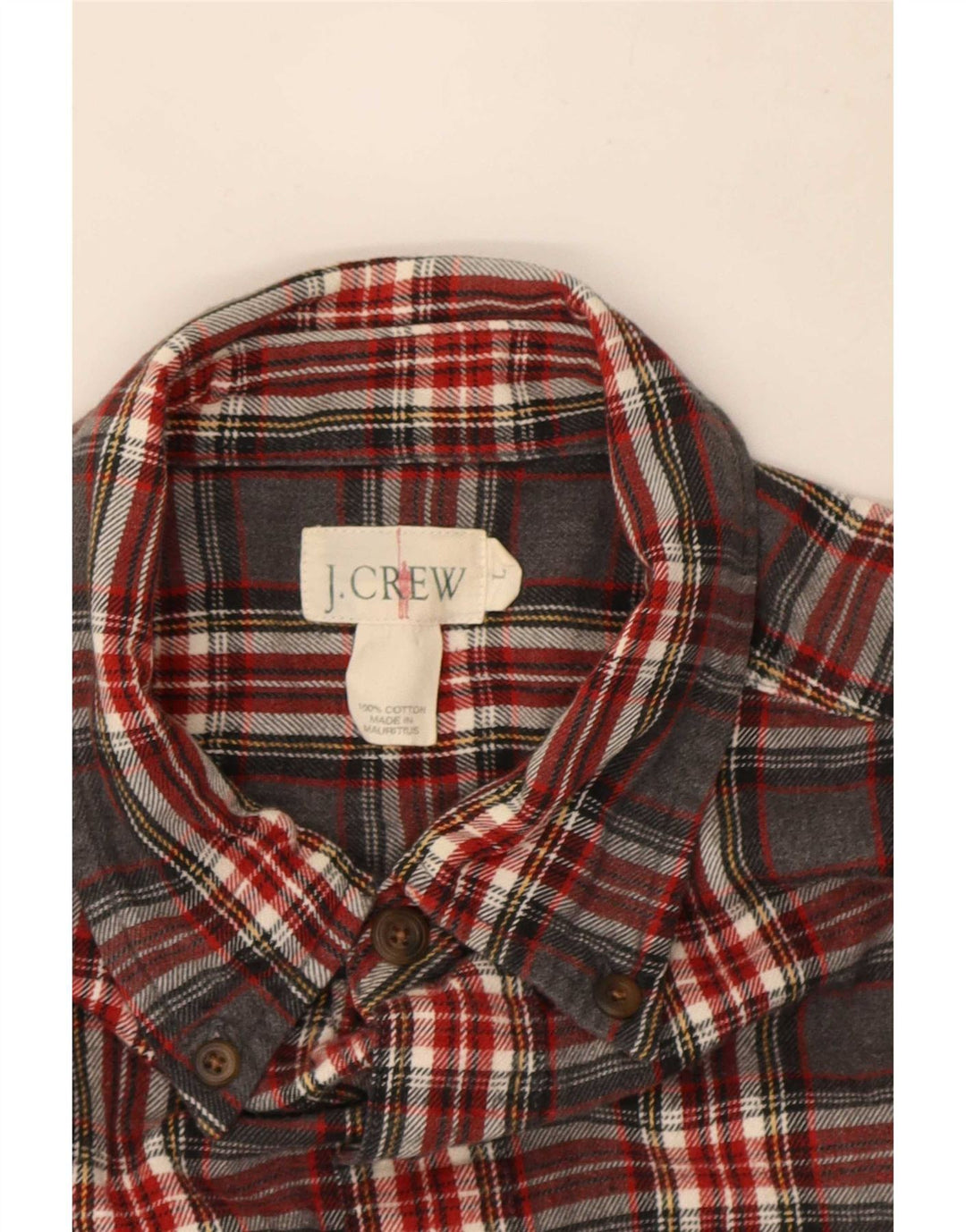 Cămașă de flanel pentru bărbați J. Crew, bumbac cu carouri, gri mare
