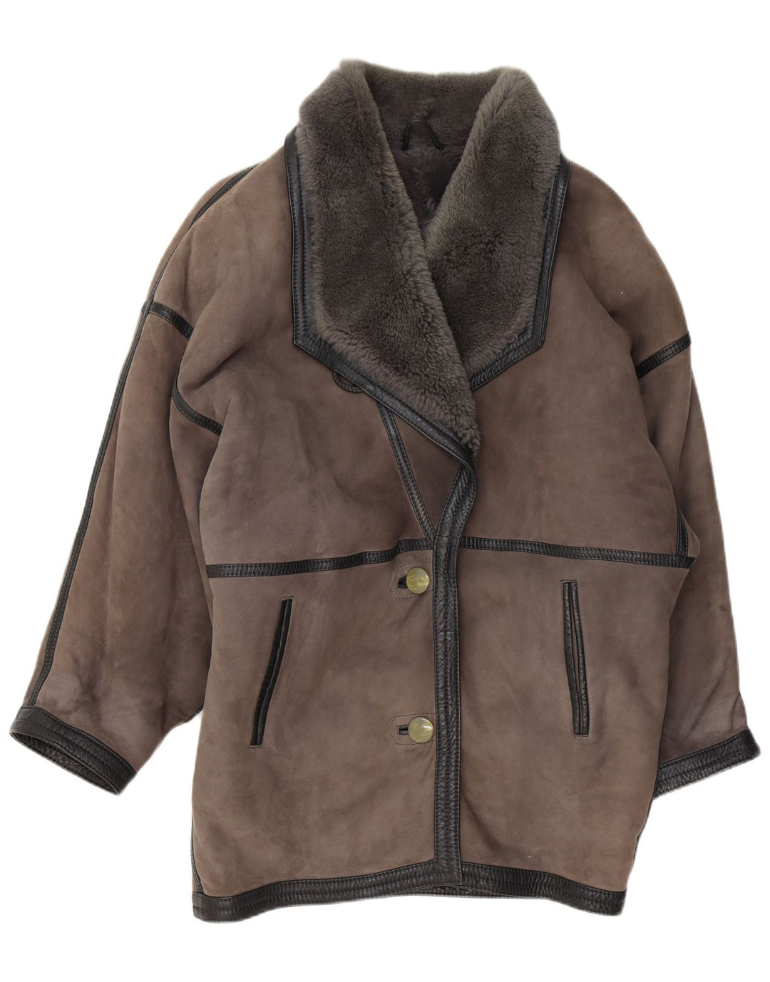 Palton supradimensionat din piele vintage pentru femei UK 20 2XL, gri