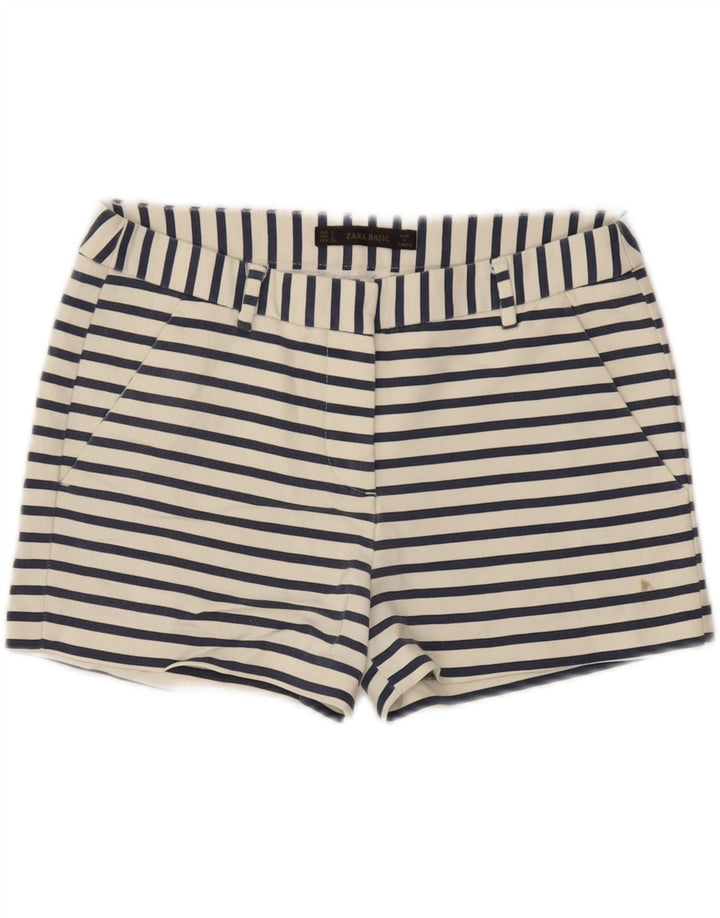 Pantaloni scurți chino pentru femei Zara mici W26 bumbac cu dungi albe