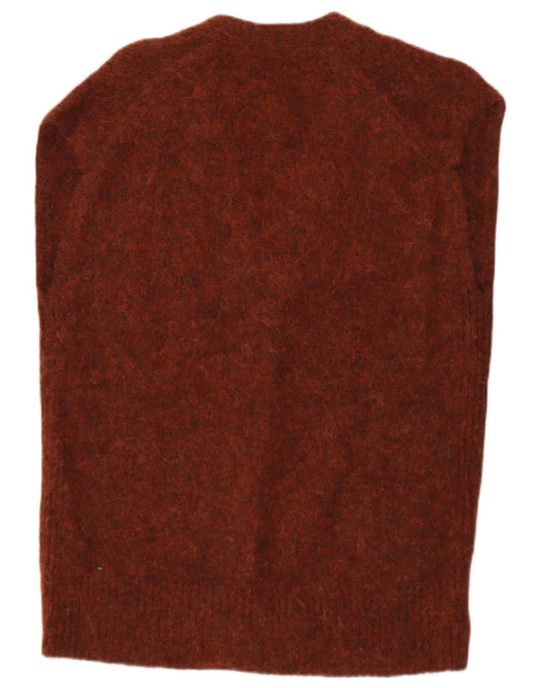 Pulover cardigan fără mâneci Cos pentru femei UK 6 XS maro lână de alpaca cu pete