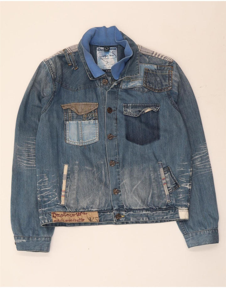 Jachetă de blugi Desigual pentru bărbați, UK 42 XL, albastru, bumbac mozaic