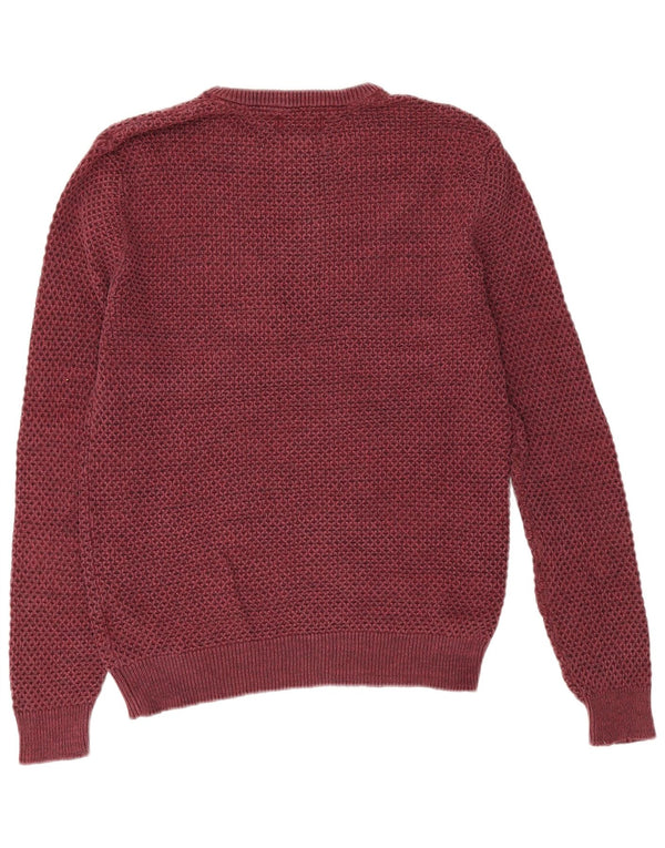 Marks & Spencer Mens Crew Neck Jumper Sweater Medium Burgundy Cotton