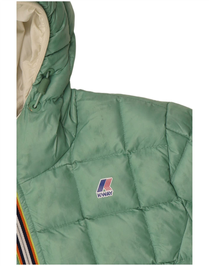 Jachetă căptușită reversibilă cu glugă K-Way pentru fete 11-12 ani poliamidă alb negru