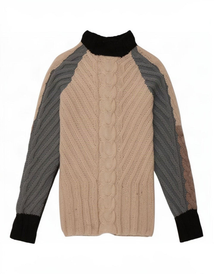 Pulover vintage cu gât țestoasă pentru femei UK 10 mic multicolor