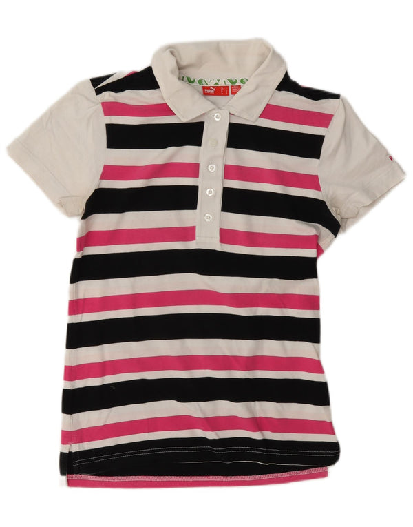 Tricou polo Puma pentru femei UK 10 mic cu dungi multicolore