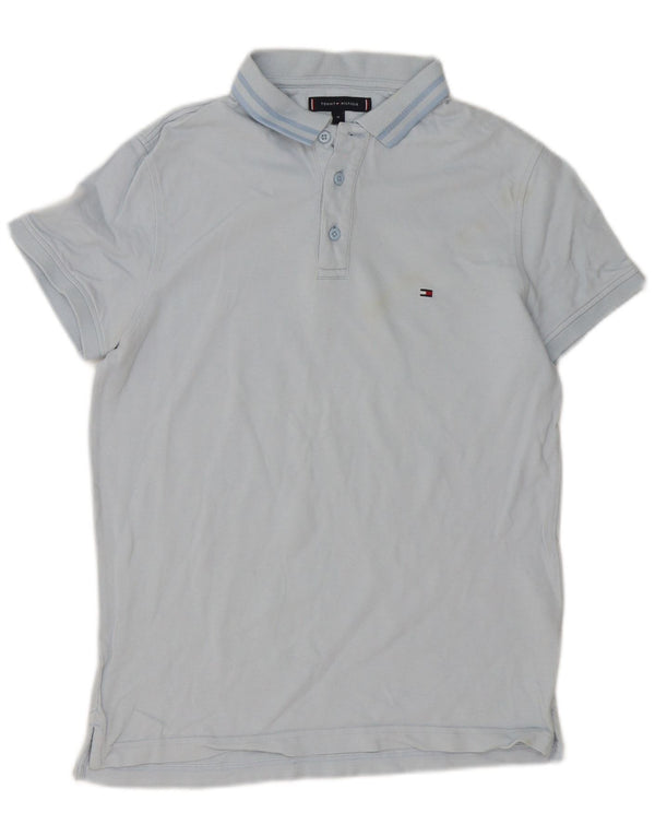 Tommy Hilfiger Mens Slim Fit Polo Shirt Medium Blue Striped Cotton