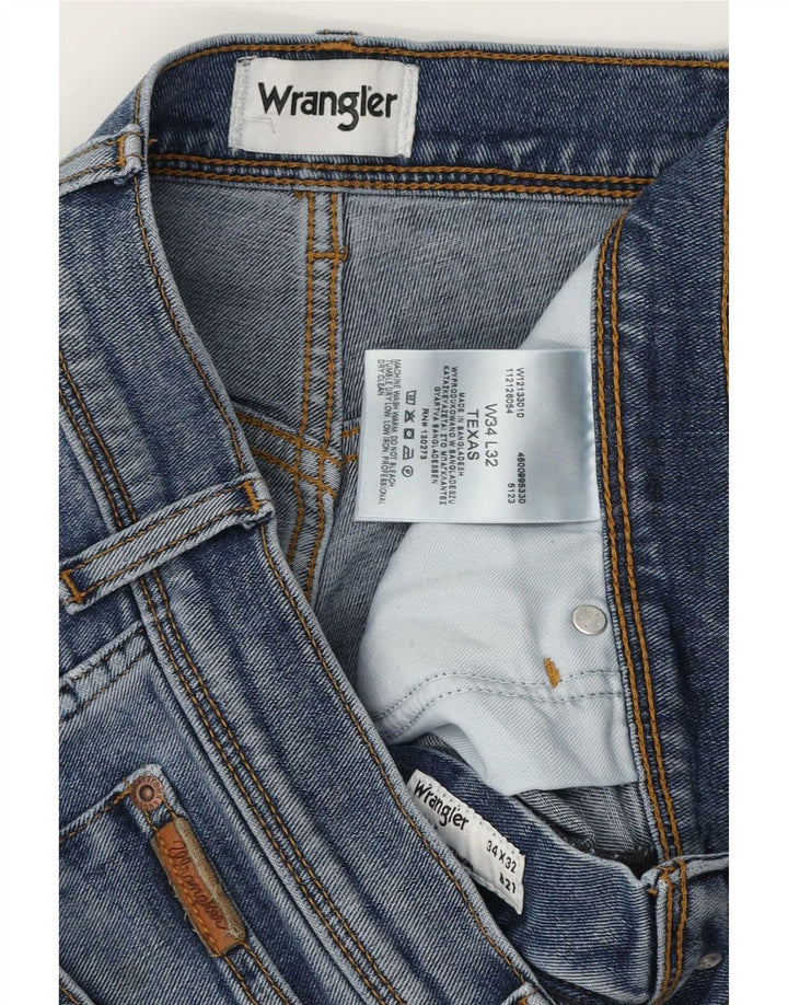 Blugi drepte pentru bărbați Wrangler Texas W34 L32 Bumbac albastru
