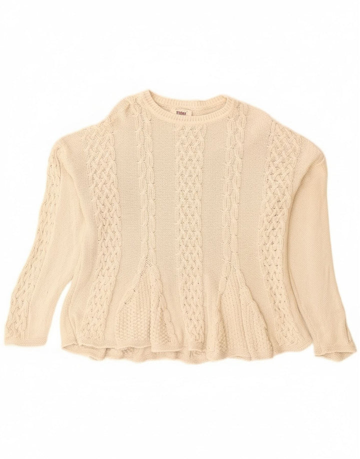 Pulover pentru femei Sisley Relaxed Elegance cu decolteu triplu, UK 14 Bej mediu