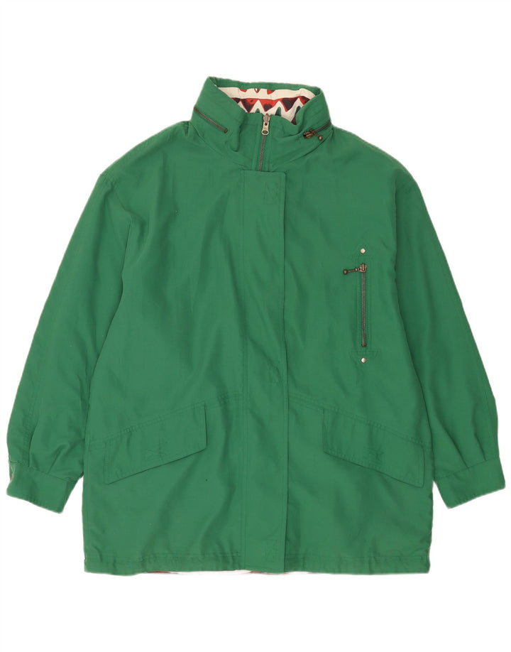 Jachetă reversibilă vintage cu glugă pentru femei UK 16, mare, verde, geometrică