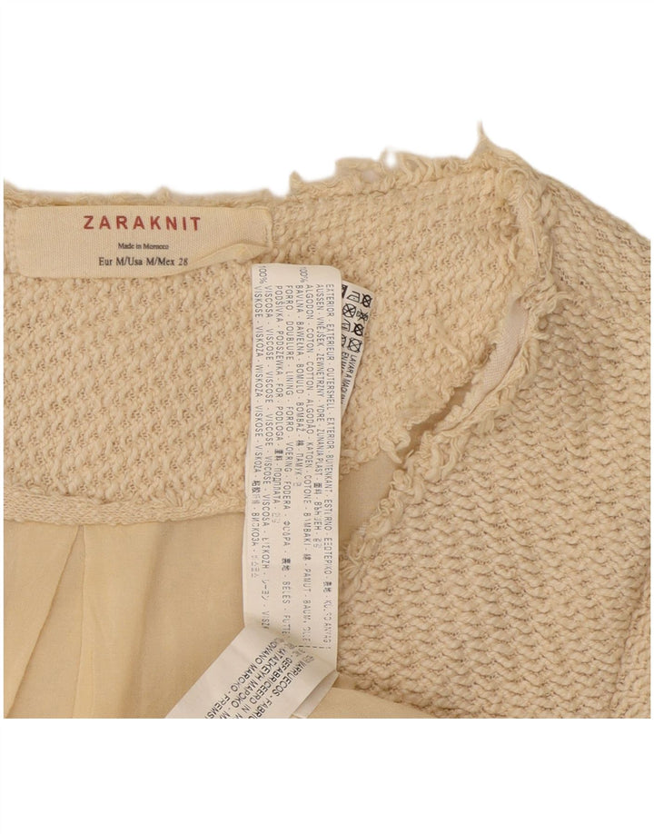Jachetă Blazer pentru femei Zara UK 12 Medium Bej Bumbac