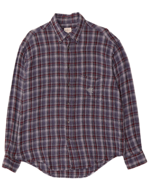 Cămașă de flanel pentru bărbați Calvin Klein Jeans, cu carouri mari, albastre