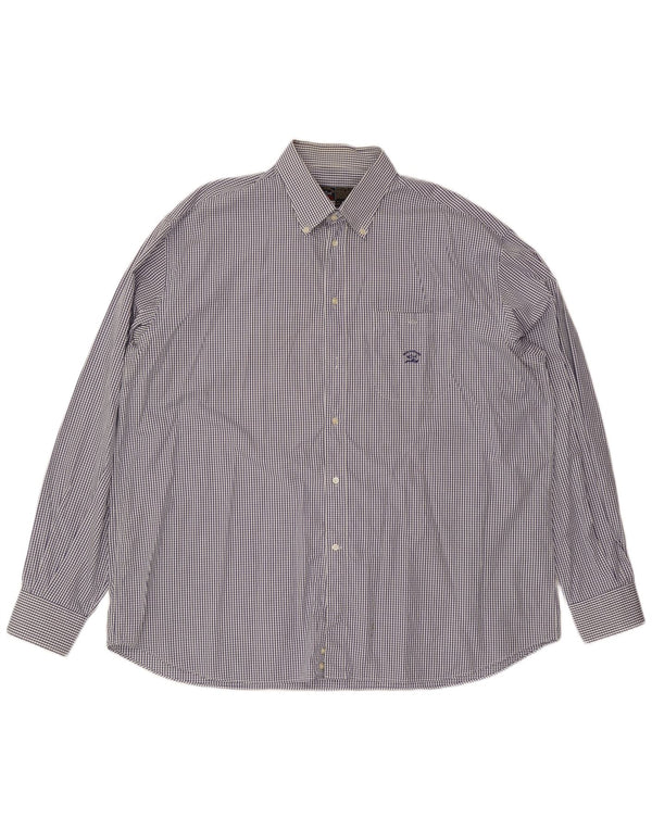 Cămașă de iahting pentru bărbați Paul & Shark Mărimea 47 18 1/2 2XL Bumbac cu carouri bleumarin