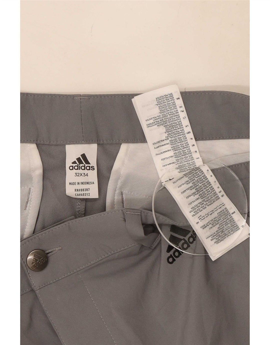 Pantaloni chino slim pentru bărbați Adidas W32 L34 poliester gri