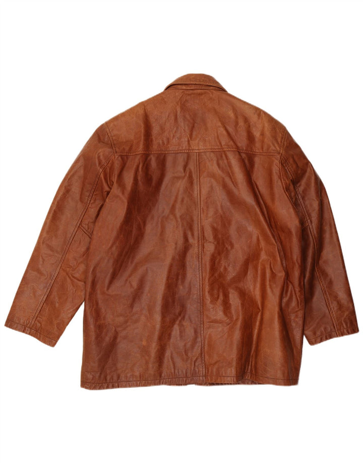 Jachetă din piele pentru bărbați UNION RIVER UK 42 XL din piele maro