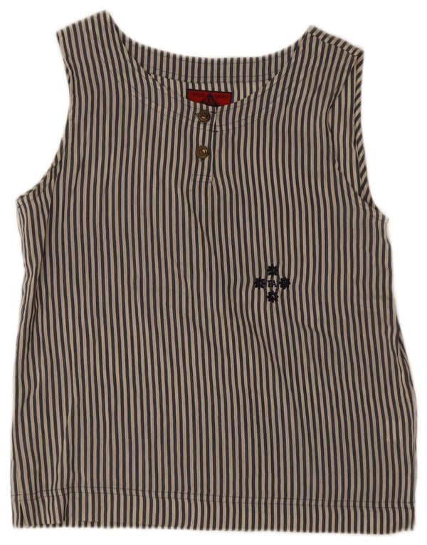 Bluză fără mâneci pentru femei Vintage UK 14 Medium Blue Striped