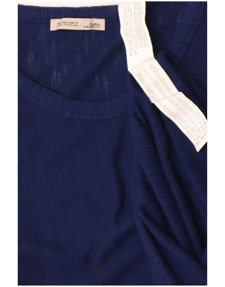 Top cu tunică asimetrică pentru femei Zara UK 10 Small Blue Viscose
