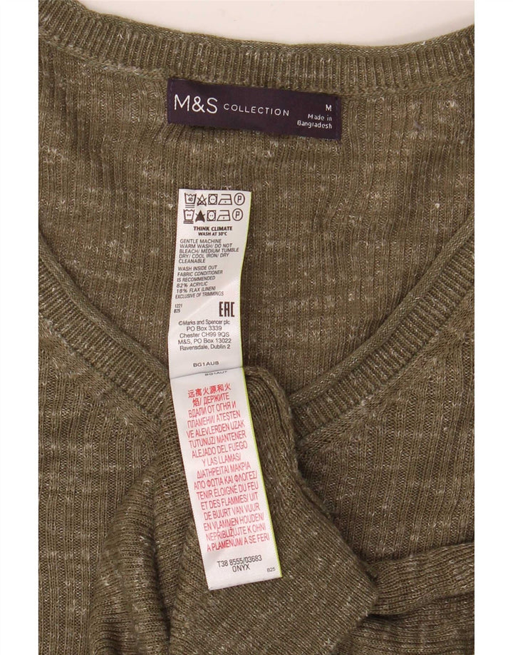 Pulover cu decolteu în V pentru femei Marks & Spencer UK 14 verde mediu