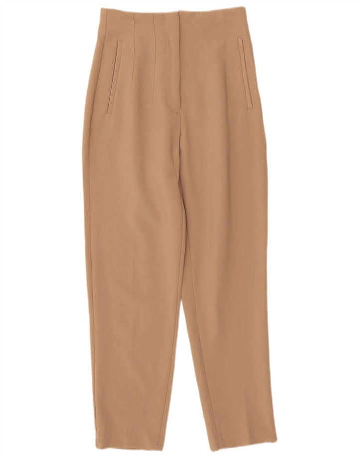 Pantaloni chino conici pentru femei Zara Mici L26 L27 Poliester bej