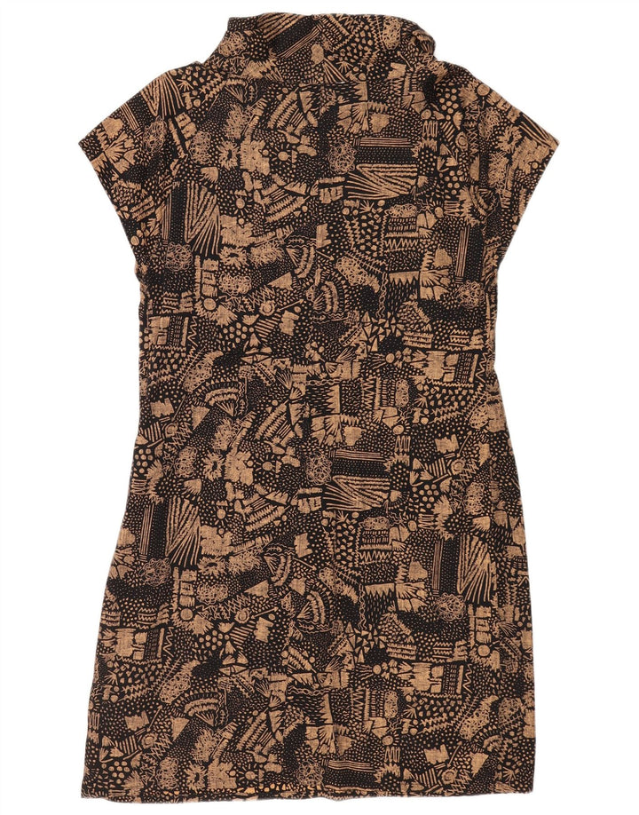 Rochie Skunkfunk pentru femei UK 12, bumbac geometric maro mediu