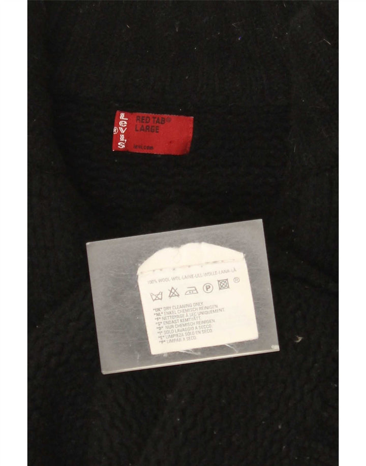 Pulover cardigan pentru bărbați Levi's, lână mare, neagră, bloc de culoare
