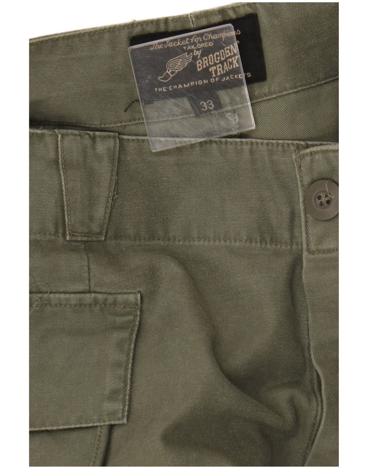Pantaloni cargo drepti pentru bărbați Brogden W33 L33 bumbac verde
