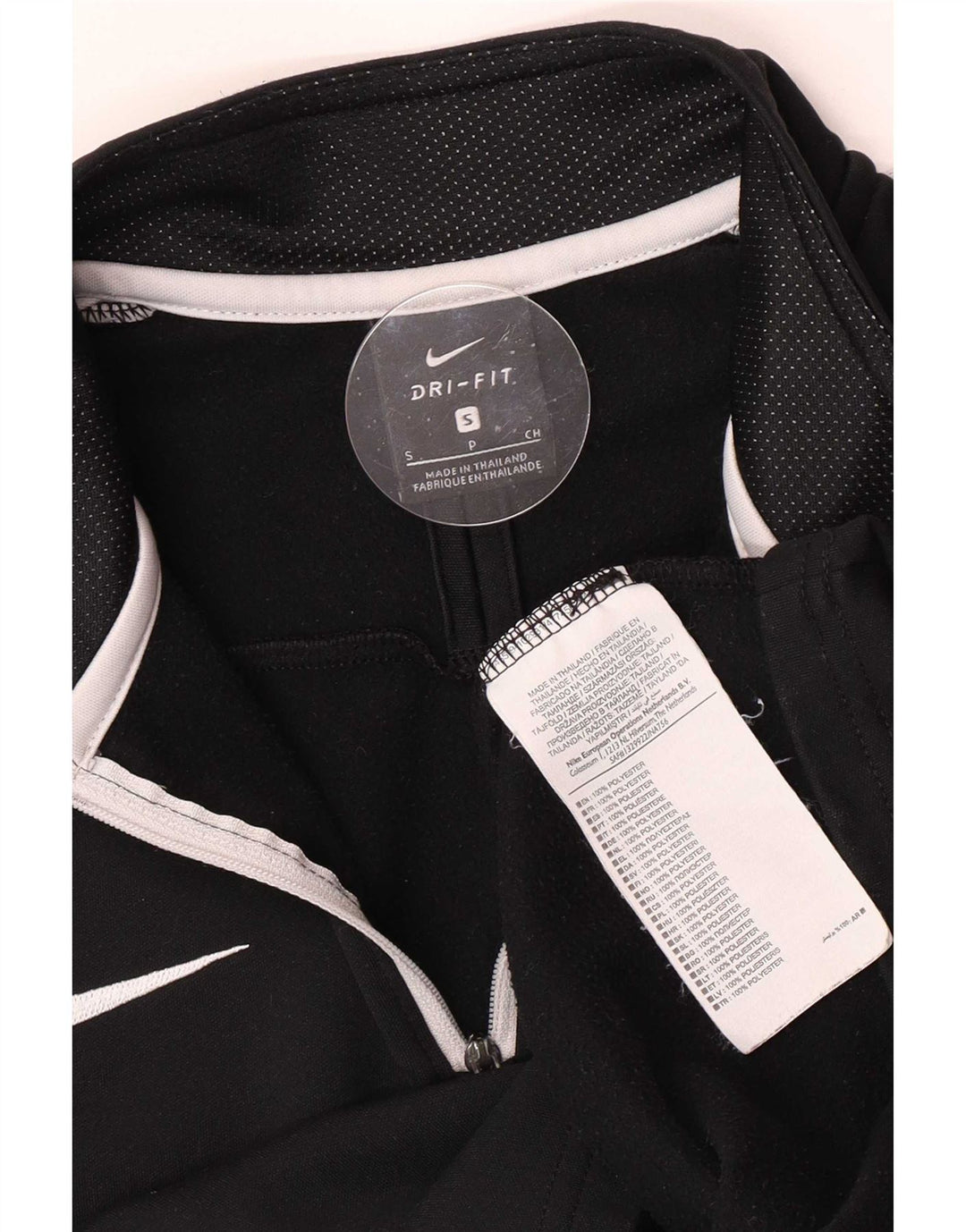 Top de trening pentru bărbați Dri Fit, cu fermoar și gât, color block, negru