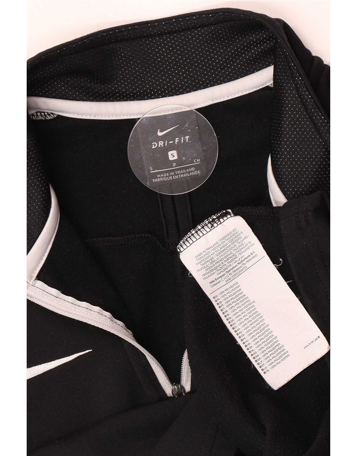 Top de trening pentru bărbați Dri Fit, cu fermoar și gât, color block, negru