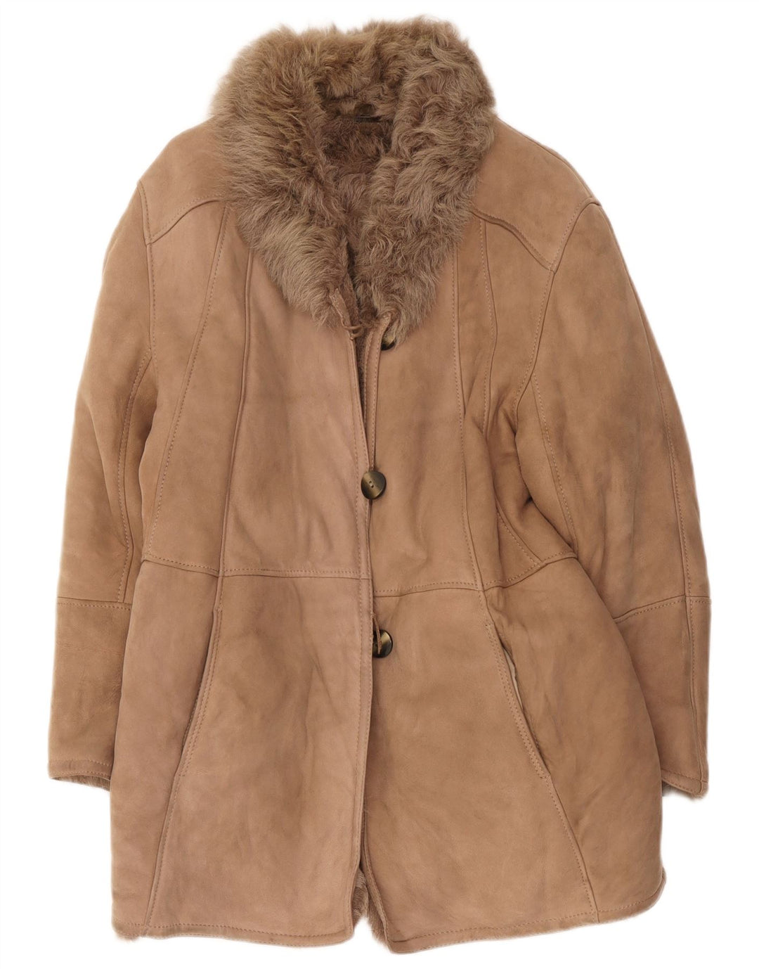 Palton vintage pentru femei din shearling IT 44 Bej mediu