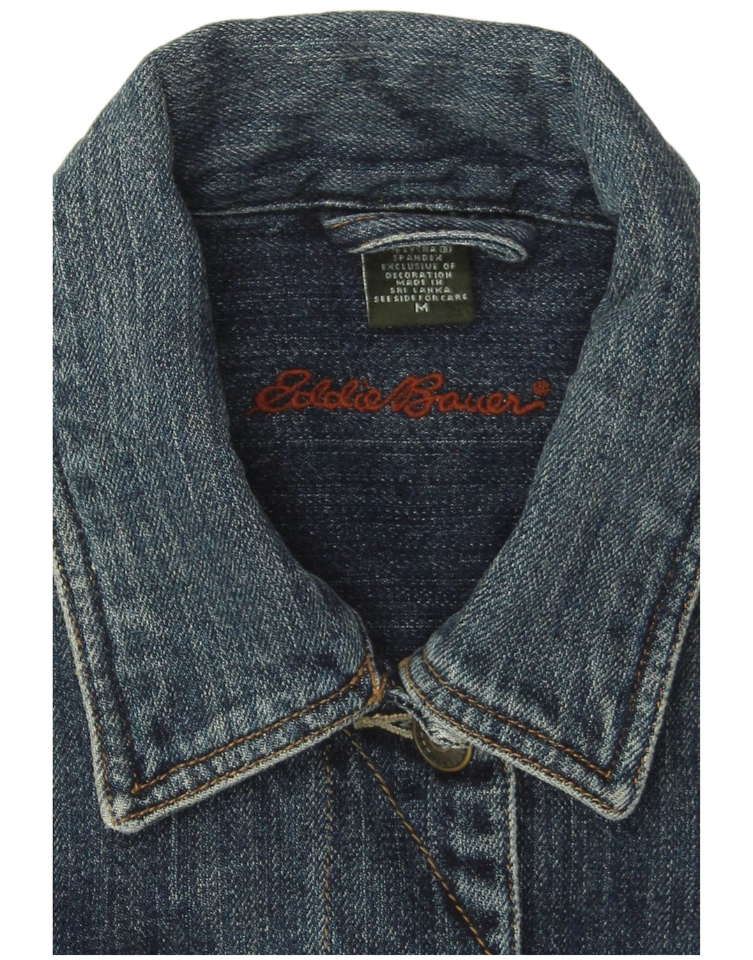 Jachetă de denim crop Eddie Bauer pentru femei UK 14, bumbac albastru mediu