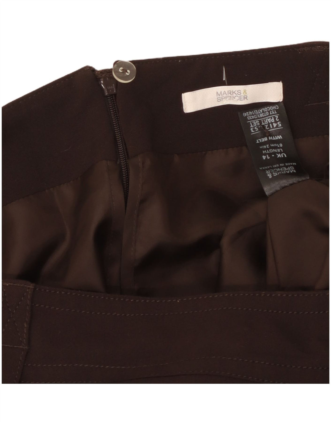 Fustă A-Line pentru femei Marks & Spencer UK 14 Large W34 Maro Poliester