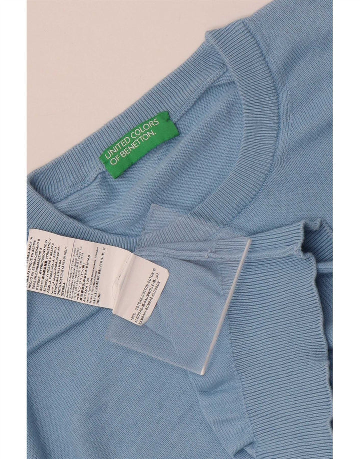 Pulover Benetton pentru bărbați, cu gât crew, XL, bumbac, albastru