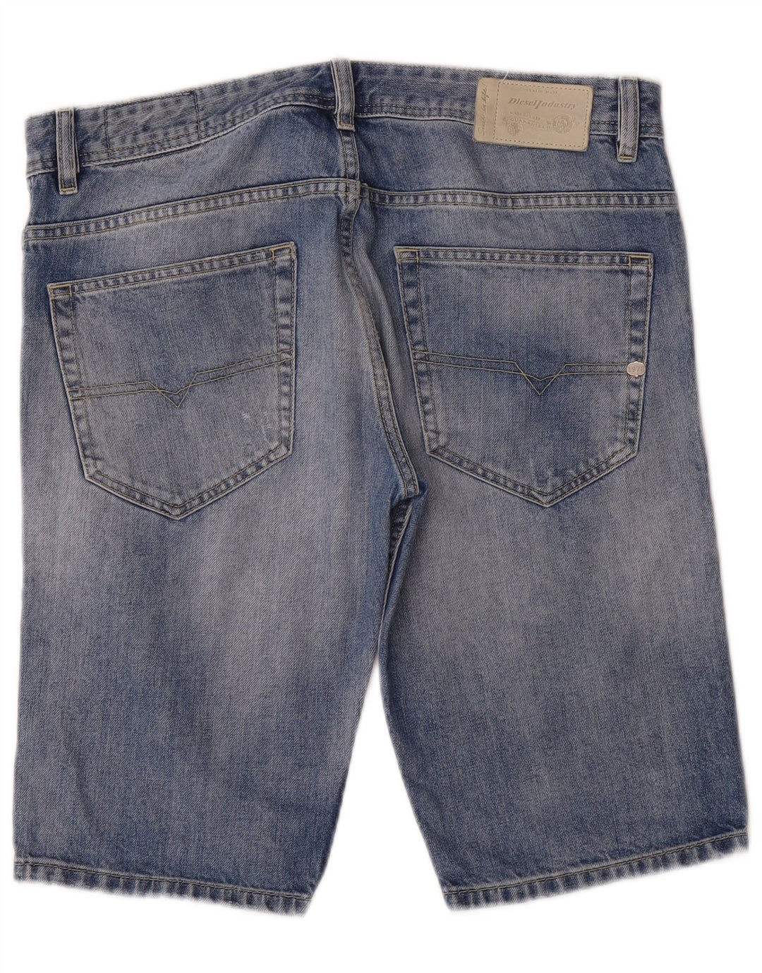 Pantaloni scurți din denim distressed pentru bărbați Diesel W32, bumbac albastru mediu