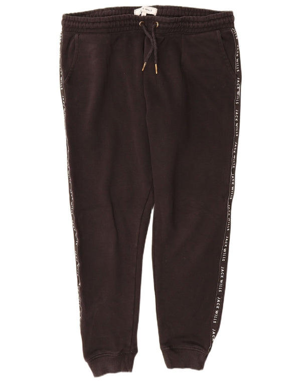 Jack Wills Pantaloni de trening grafic pentru femei Joggeri UK 14 Large Black