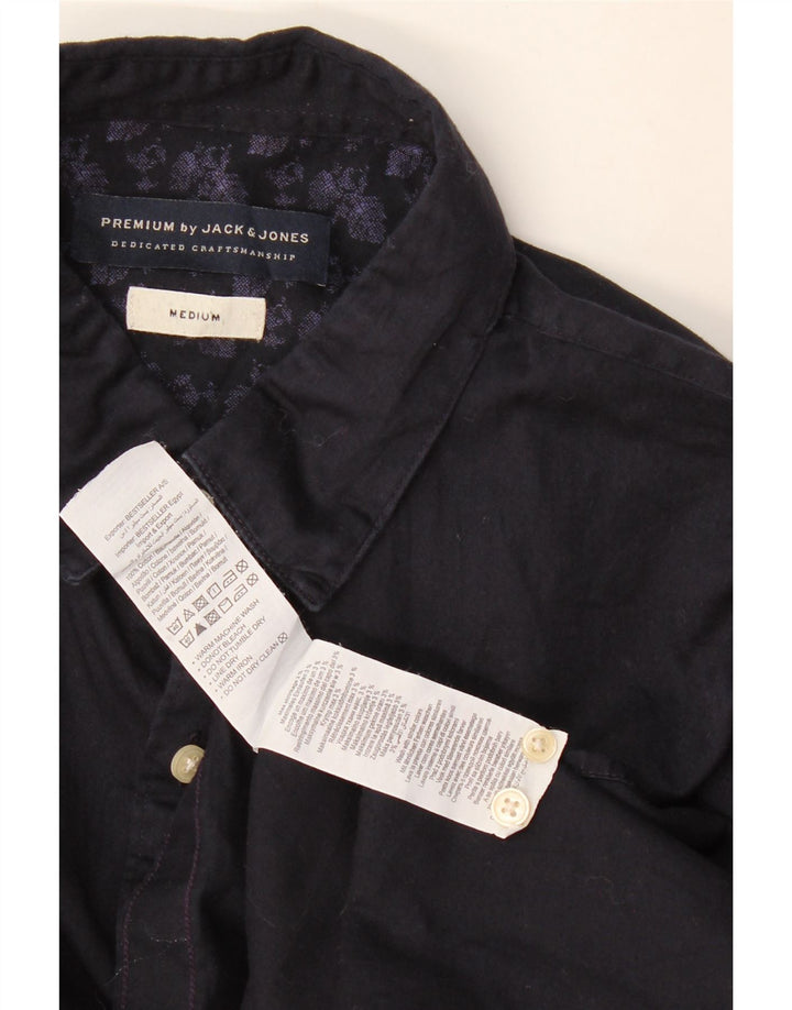 Cămașă Jack & Jones pentru bărbați, bumbac mediu albastru bleumarin