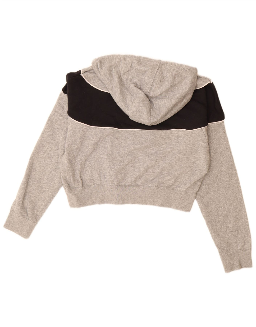 Pulover NIKE Crop Hoodie pentru femei UK 14 Medium Gri Bumbac Colorblock