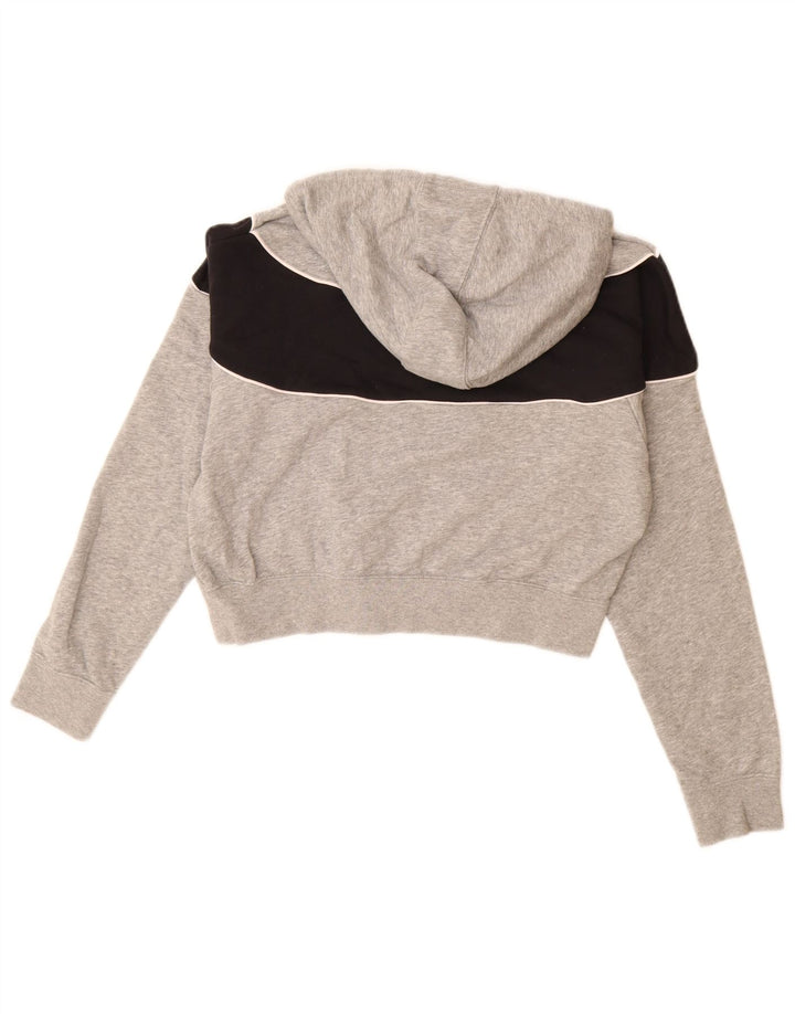 Pulover NIKE Crop Hoodie pentru femei UK 14 Medium Gri Bumbac Colorblock