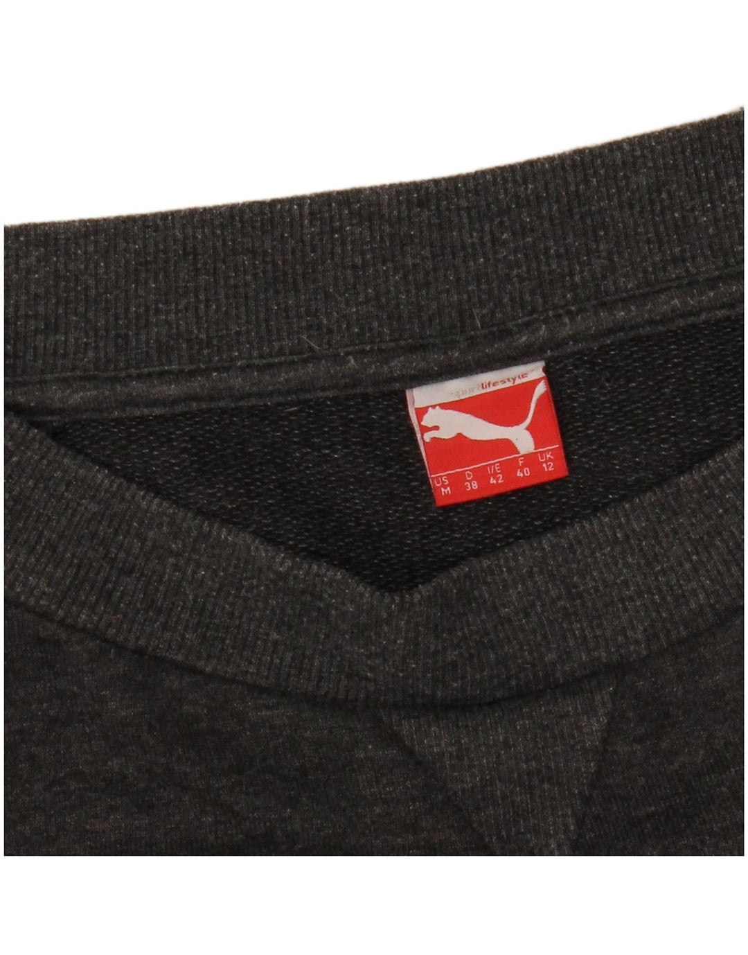 Pulover PUMA cu mânecă scurtă cu grafică pentru femei UK 12 Gri mediu