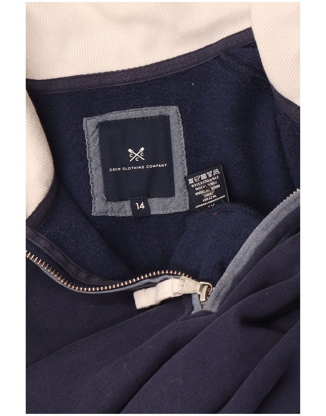 CREW CLOTHING Hanorac pentru femei cu fermoar și gât Pulover UK 14 Mare Bleumarin