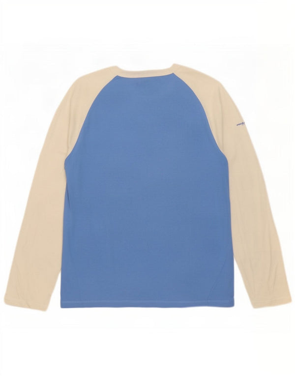 Top grafic pentru bărbați Champion cu mânecă lungă, mare, albastru, bumbac color bloc