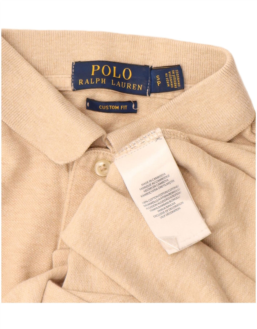 POLO RALPH LAUREN Tricou polo personalizat pentru bărbați, bumbac, bej mic