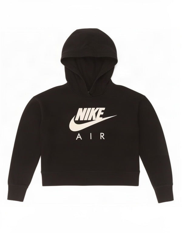 Pulover Nike pentru fete Crop Graphic, 10-11 ani, bumbac mediu negru