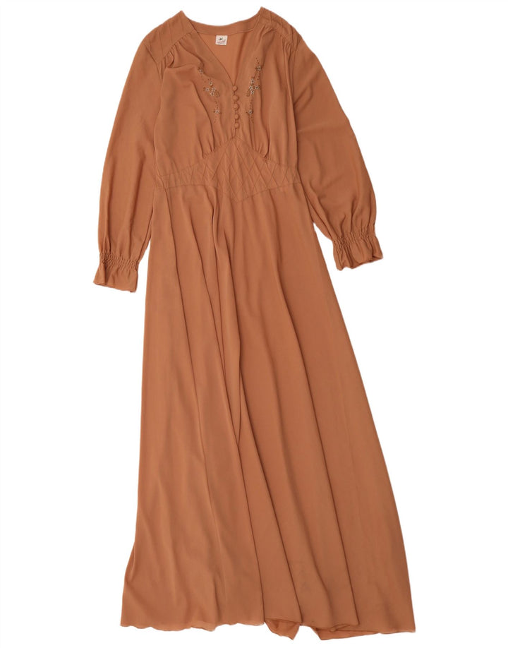 Rochie maxi vintage pentru femei UK 12 maro mediu