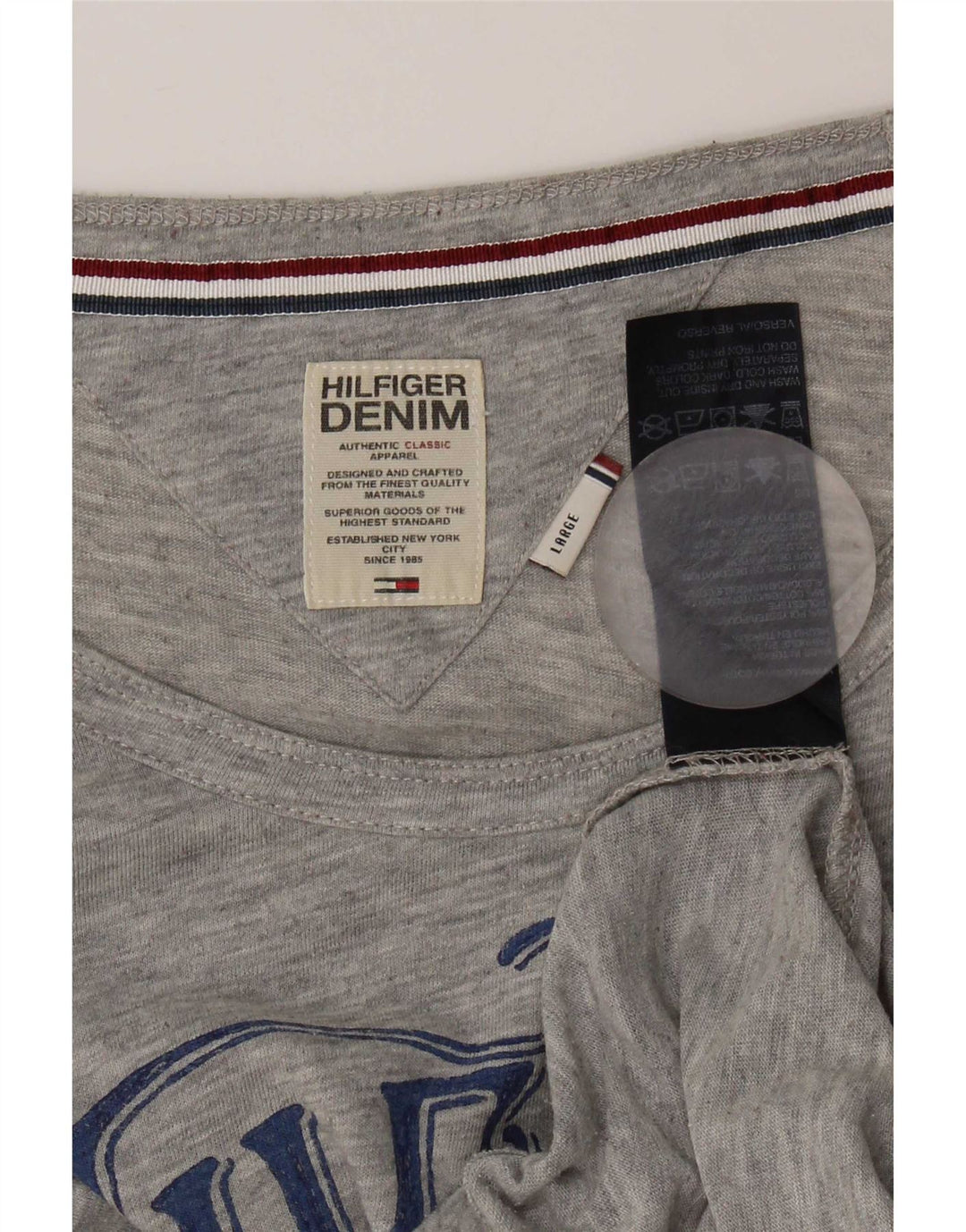 Tricou cu grafic Tommy Hilfiger pentru femei Top UK 14 Large Gri Poliester