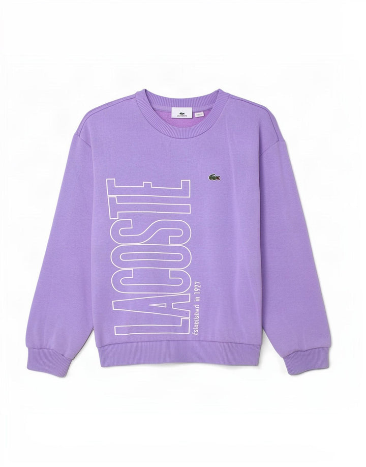 Lacoste Băieți Pulover Grafic Pulover 7-8 Ani Violet Bumbac
