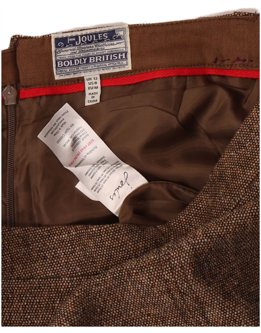 Fusta creion pentru femei JOULES UK 12 Medium W28 Lână maro