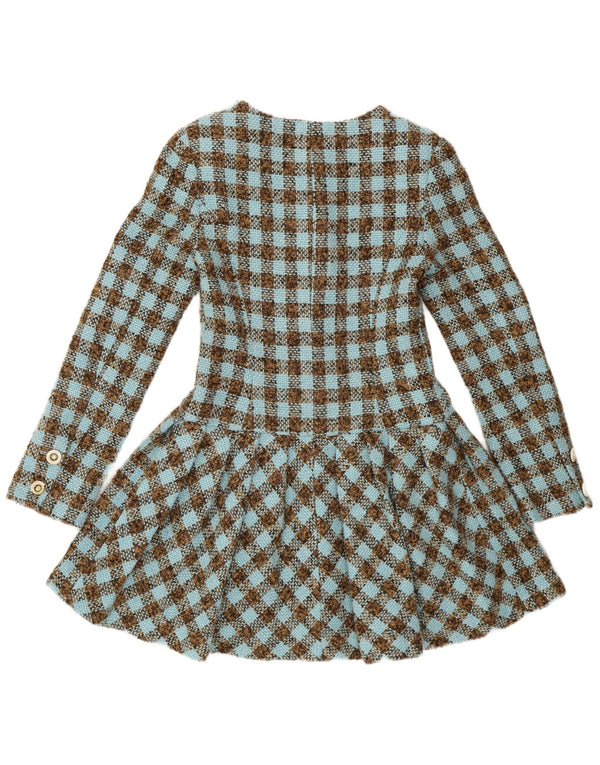 Pardesiu rochie vintage pentru femei UK 10 Small Blue Check