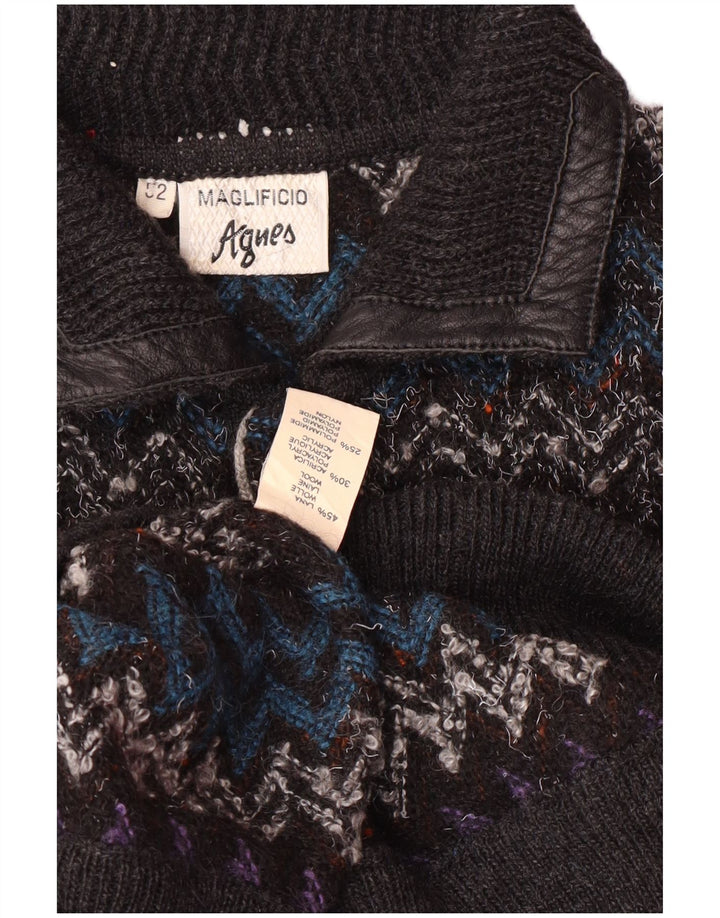 Pulover vintage pentru bărbați cu gât polo IT 52 chevron mare multicolor