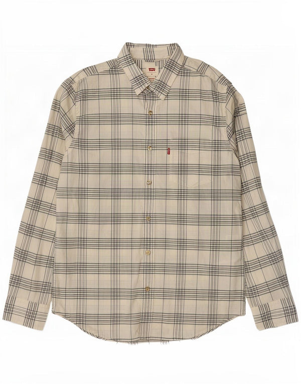 Cămașă Levi's pentru bărbați, cu ajustare standard, din bumbac alb mediu cu carouri